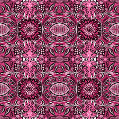 floral ornament hand painted on a background of light pink and dark pink colors
