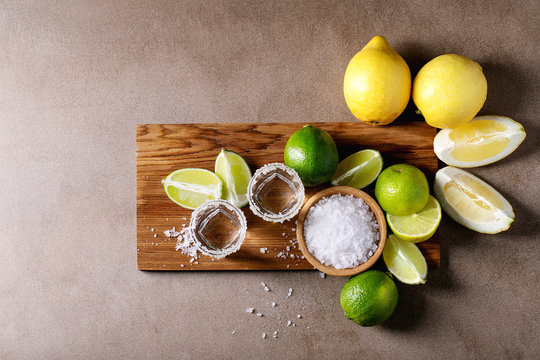 Tequila with salt and limes