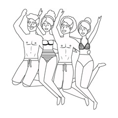 Boys and girls with summer swimwear design