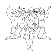 Boys and girls with summer swimwear design