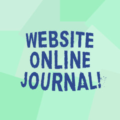 Text sign showing Website Online Journal. Conceptual photo periodical publication published in electronic format Uneven Geometrical Color Shapes in Flat Random Abstract Pattern photo