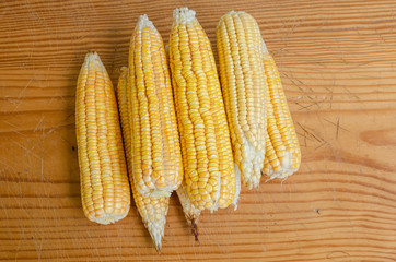 Stripped Corn On Board Surface