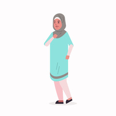 arabic woman in hijab arab girl wearing headscarf traditional clothes standing pose arabian female cartoon character full length flat