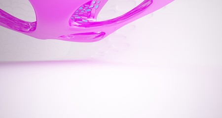 Abstract dynamic interior with black and colored  smooth objects. 3D illustration and rendering