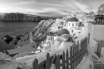 Sunset on the famous Oia city, Greece, Europe
