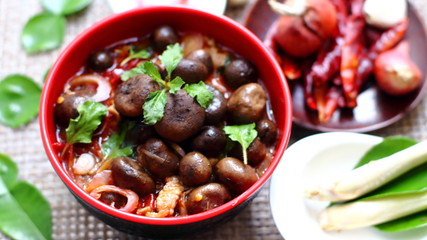 Thai mushroom soup ,puff ball ,Barometer Earthstars, hygroscopic earthstar, false earthstar