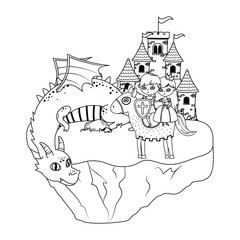 princess dragon and knight of fairytale design