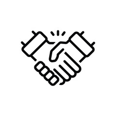 Black line icon for handshake