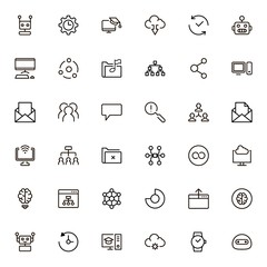 Team structure line icon set.