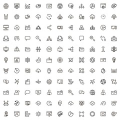 Team structure line icon set.