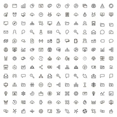 Team structure line icon set.