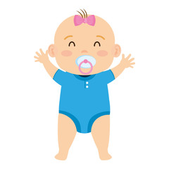 cute little baby girl with pacifier character