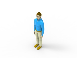3d rendering of a male doll isolated in white studio background.