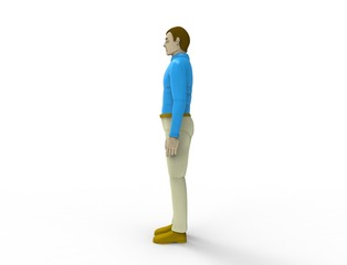 3d rendering of a male doll isolated in white studio background.