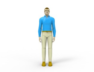 3d rendering of a male doll isolated in white studio background.