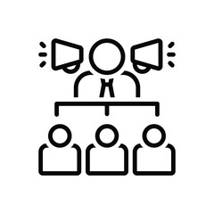 Black line icon for businessman with a speaker