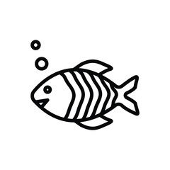 Black line icon for fish animal