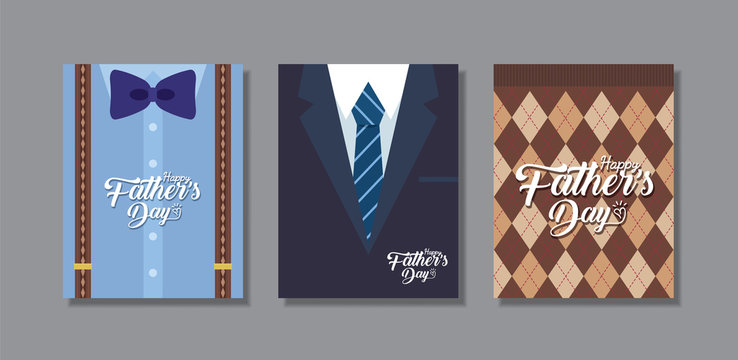 happy father s day greeting card template design set of men fashion bow tie suspenders suit tie sweater in flat vector design stock vector adobe stock