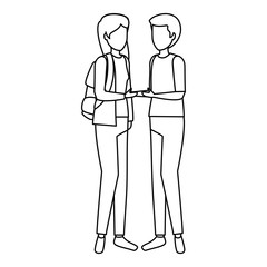 happy young couple with schoolbag