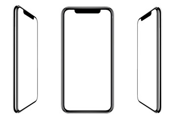 Smartphone similar to iphone xs max with blank white screen for Infographic Global Business Marketing Plan , mockup model similar to iPhonex isolated Background of ai digital investment economy. HD