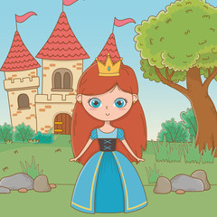 Obraz na płótnie Canvas medieval princess cartoon design vector illustration