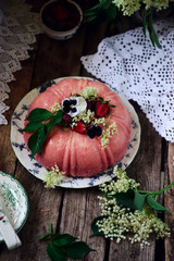 Strawberry Vanilla Flan Cake