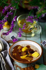 Chocolate Oatmeal with fruits