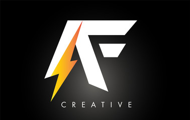 AF Letter Logo Design With Lighting Thunder Bolt. Electric Bolt Letter Logo