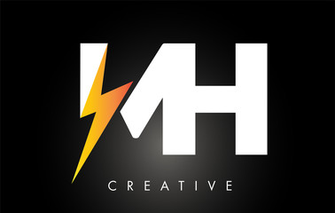 MH Letter Logo Design With Lighting Thunder Bolt. Electric Bolt Letter Logo