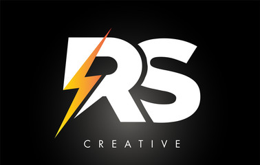 RS Letter Logo Design With Lighting Thunder Bolt. Electric Bolt Letter Logo