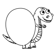 cute tyrannosaurus rex with balloon helium