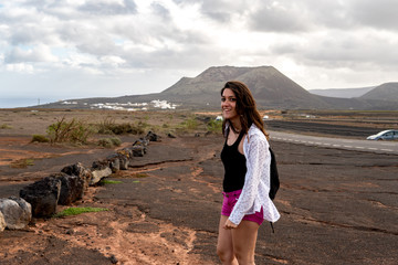 Young woman at holiday in Lanzarote