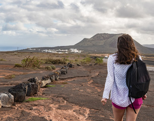 Young woman at holiday in Lanzarote