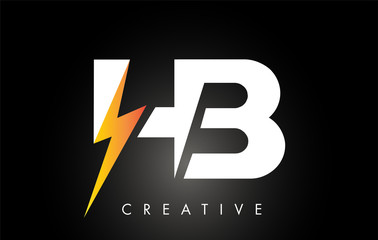 HB Letter Logo Design With Lighting Thunder Bolt. Electric Bolt Letter Logo