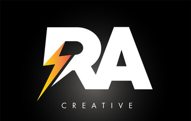 RA Letter Logo Design With Lighting Thunder Bolt. Electric Bolt Letter Logo - obrazy, fototapety, plakaty