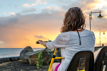 Young woman at holiday in Lanzarote