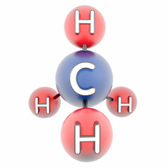 ch4 - molecule methane. Render of 3d model isolated on white.