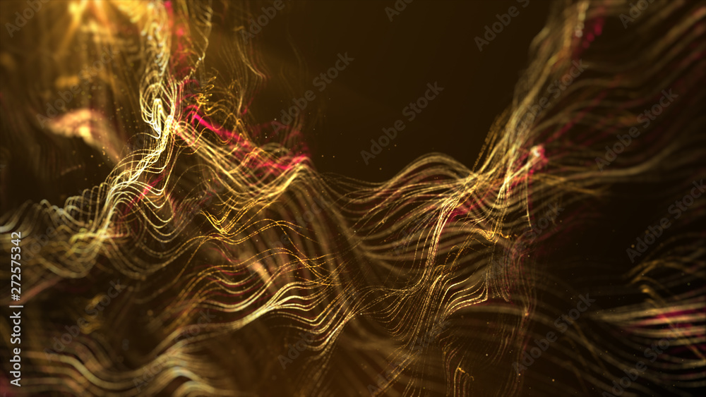 Aufkleber futuristic swirling particles flowing digital particles wave de-focus virtual reality abstract cyber