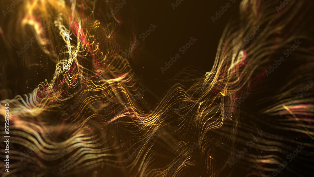 Poster futuristic swirling particles flowing digital particles wave de-focus virtual reality abstract cyber