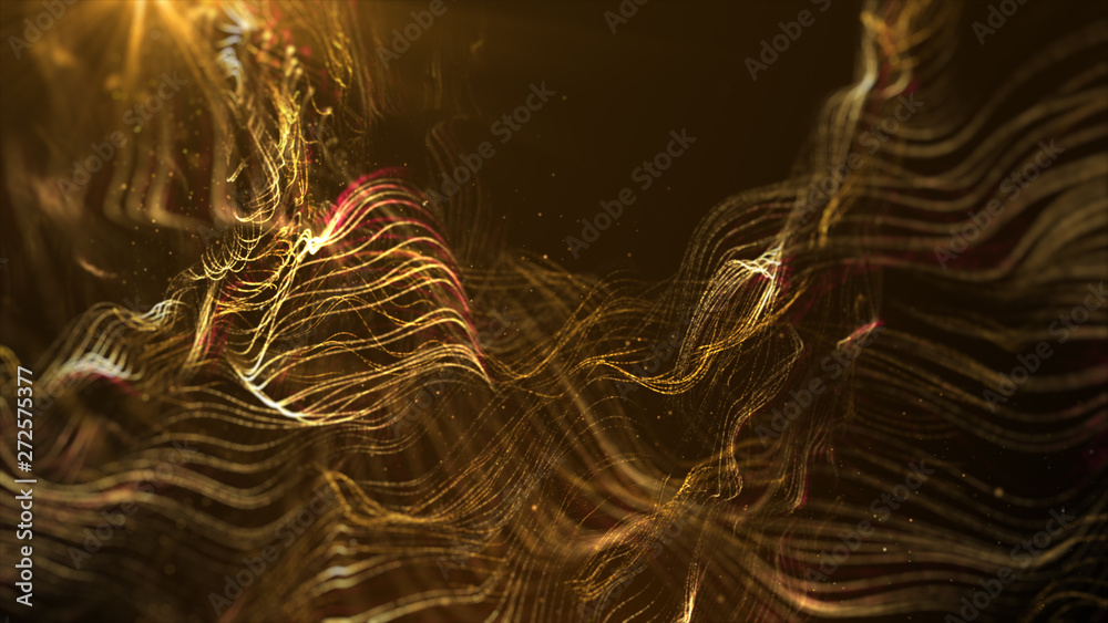 Poster futuristic swirling particles flowing digital particles wave de-focus virtual reality abstract cyber