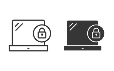 Laptop security vector icon for graphic and web design.