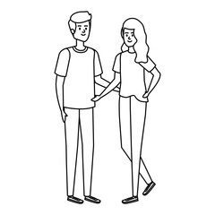 young couple lovers avatars characters