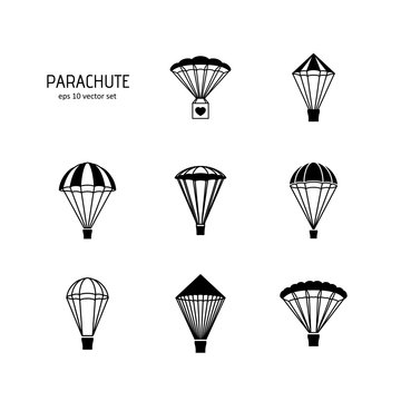 Parachute - vector icons set.