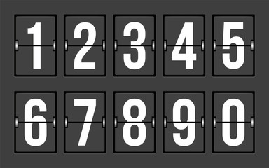 Arrival Departure Board Numbers Vector Set