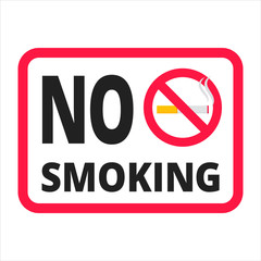 NO SMOKING prohobition forbidden sign vector illustration. Warning, danger, no smoking in this area flat style design vector illustration isolated on white background.