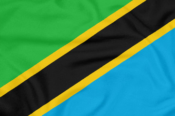 Flag of Tanzania on textured fabric. Patriotic symbol