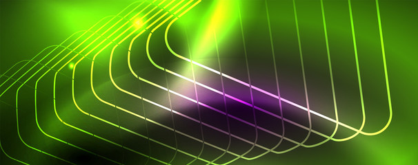 Shiny glowing design background, neon style lines, technology concept, vector