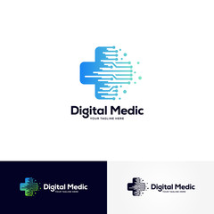 digital medic logo designs template, healthcare logo designs