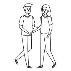 young couple lovers avatars characters