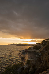 Fototapeta premium Sunset on the Ronda de Lloret de Mar path